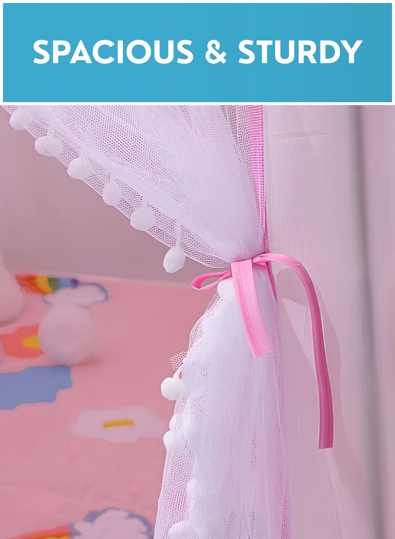 Large Kids Tent House Indoor Outdoor – Toddler Play Tent with Curtains, Baby Princess Castle Playhouse for Girls & Boys, Birthday Party Decoration, Kids Indoor Room Toy Gift - Image 4